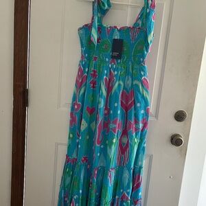 crown & ivy Turquoise Multicolor Maxi Dress